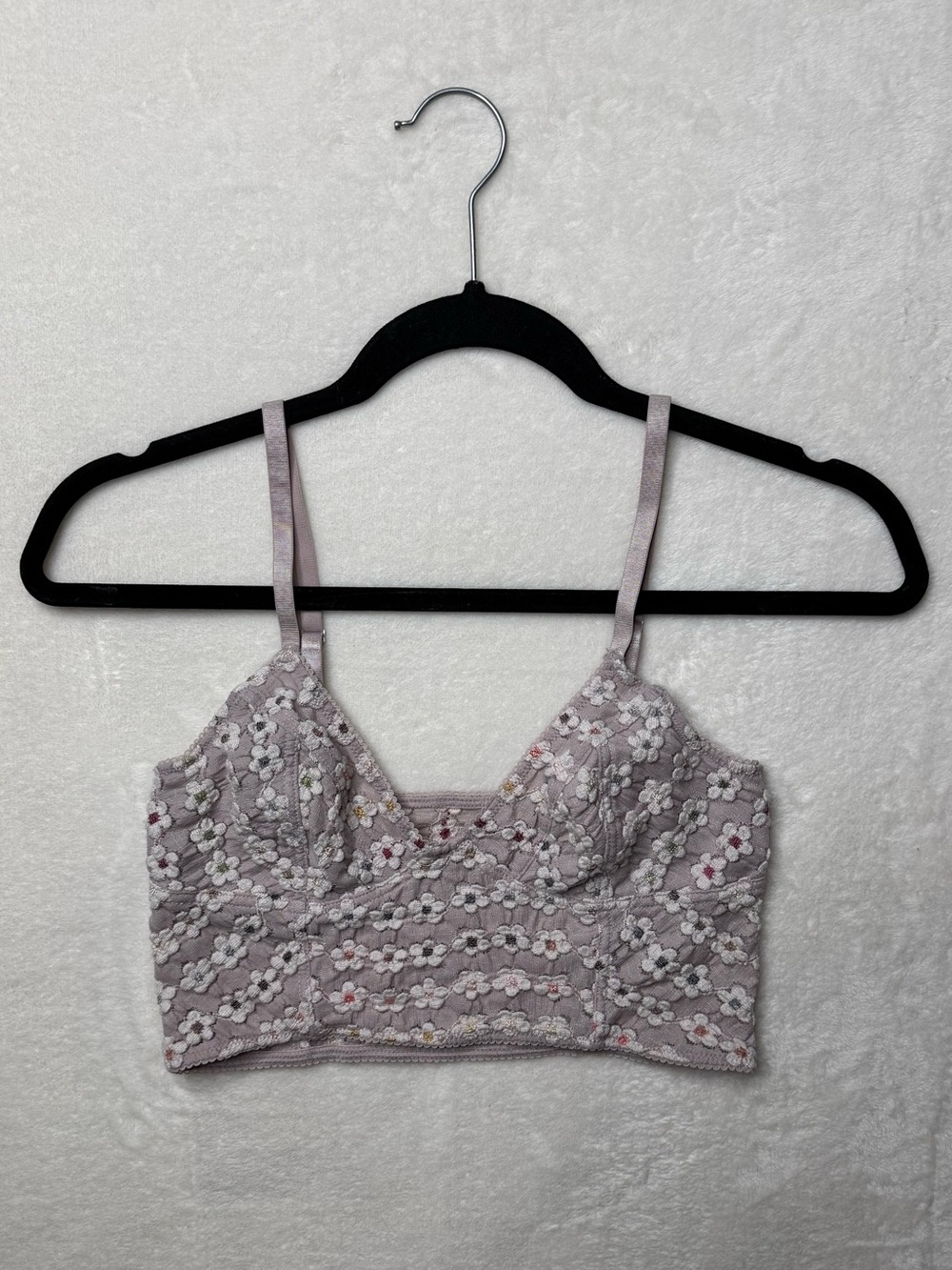 Free People Floral Daisy Lace Bralette in Light Lavender Medium